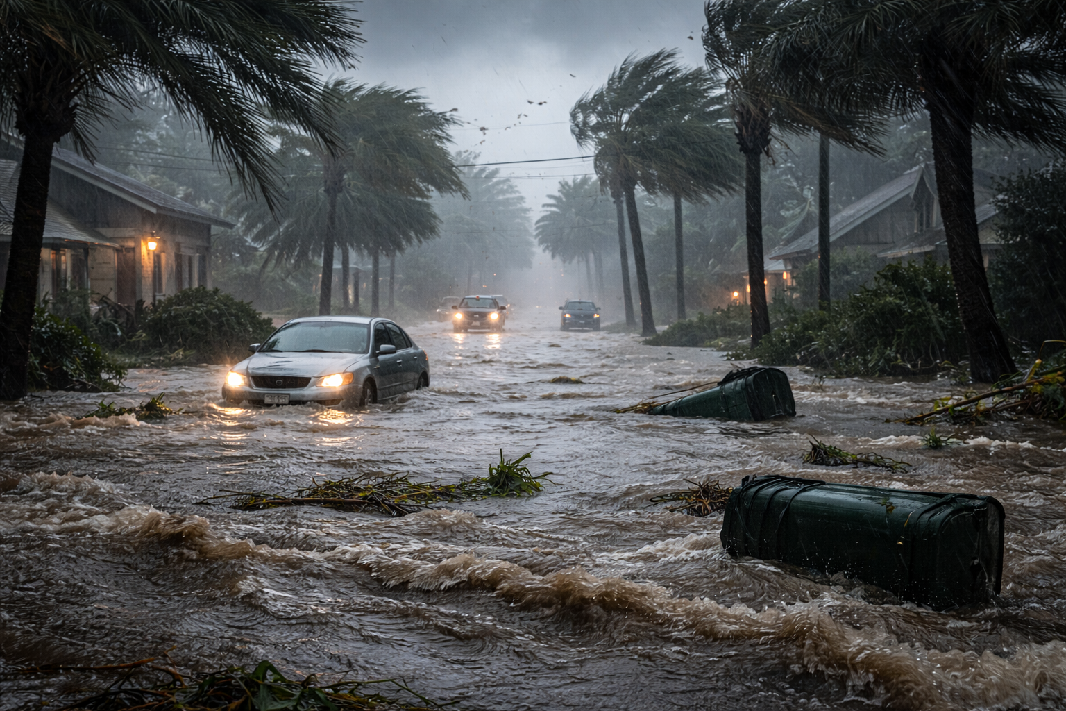 Hurricane and  flood waters